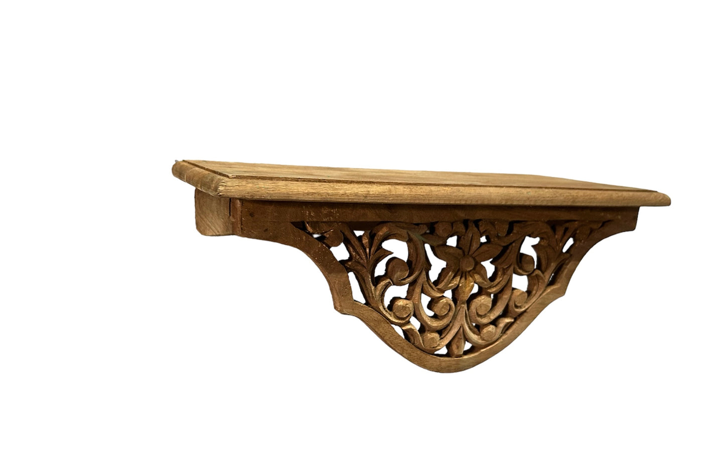 Wooden hand carved wall shelf