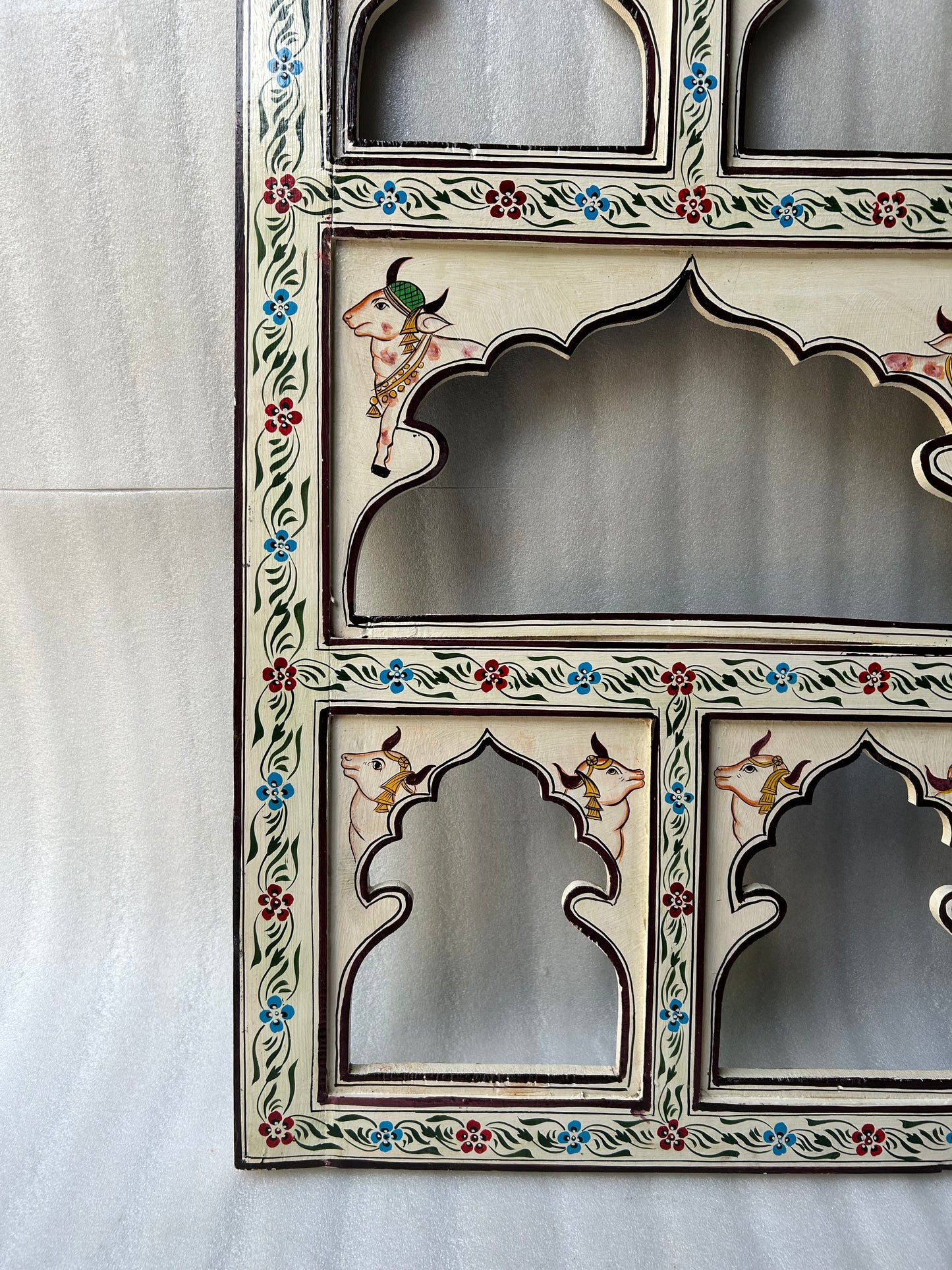 Hand Painted jharokha Wooden Mirror Frame