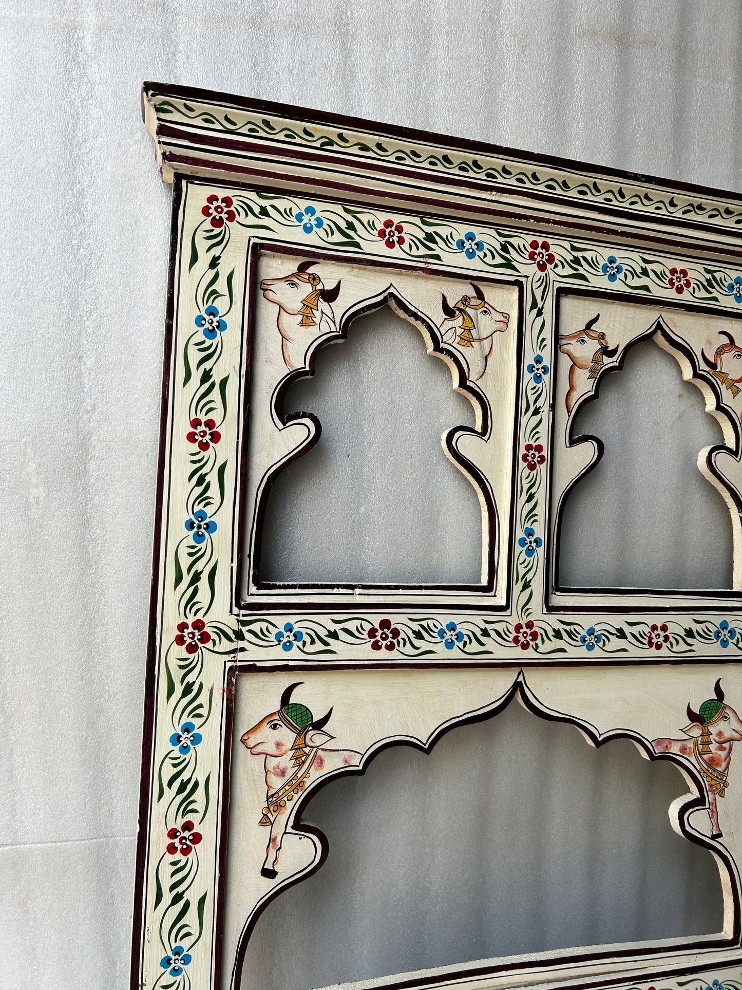 Hand Painted jharokha Wooden Mirror Frame