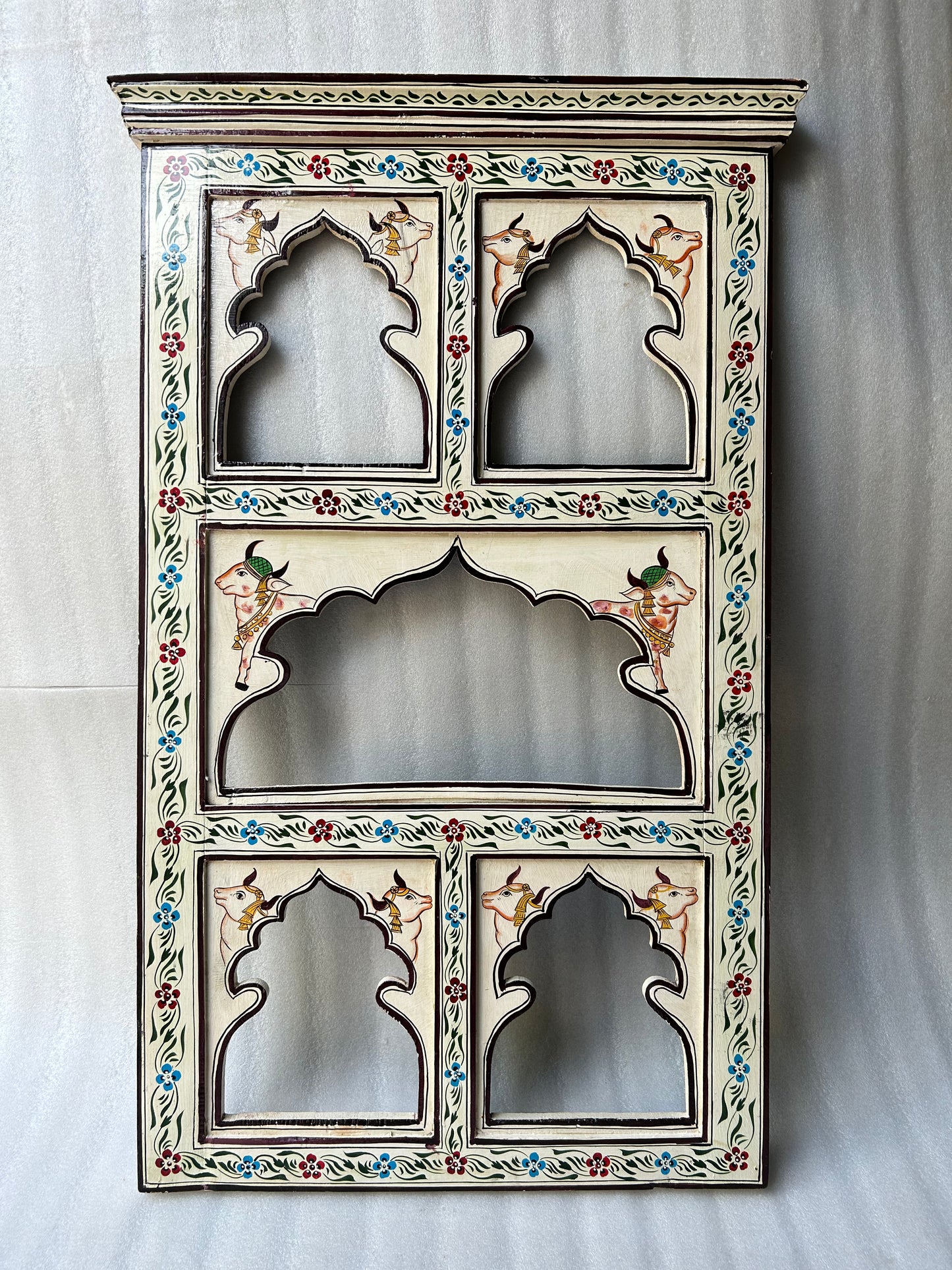 Hand Painted jharokha Wooden Mirror Frame