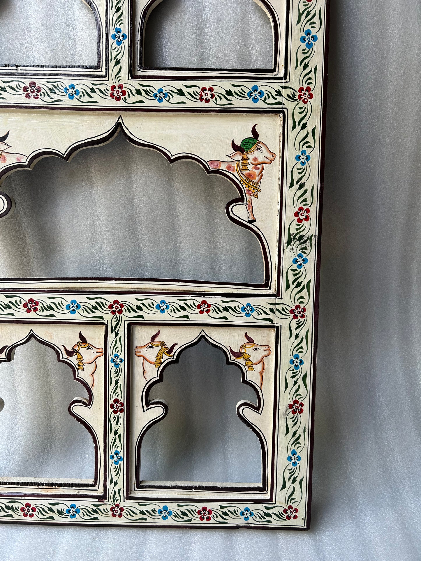 Hand Painted jharokha Wooden Mirror Frame