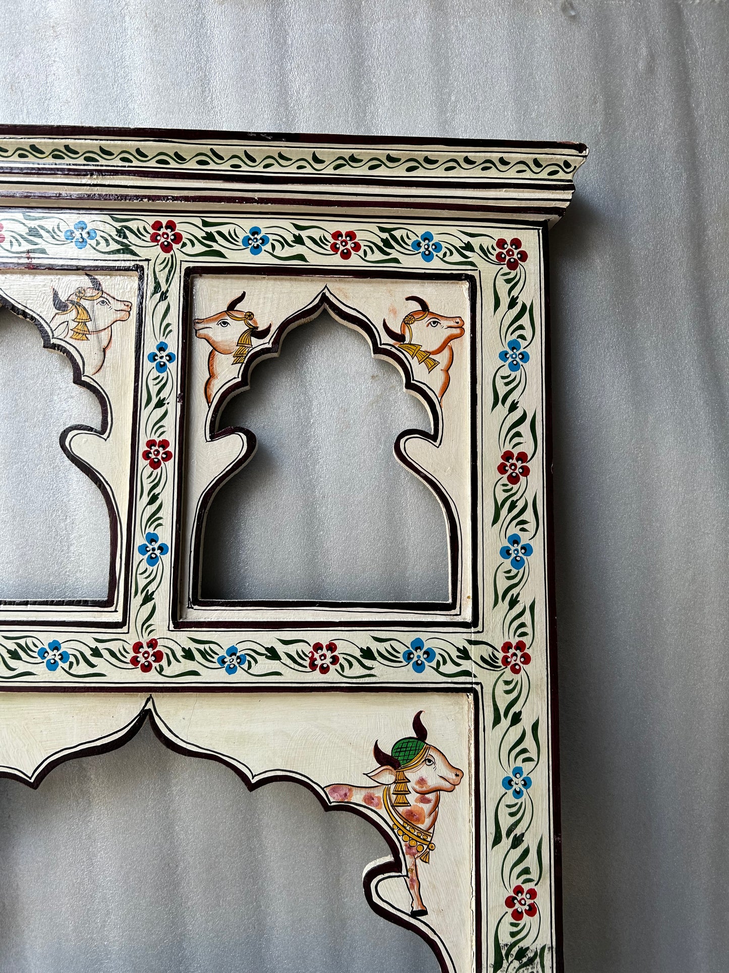 Hand Painted jharokha Wooden Mirror Frame