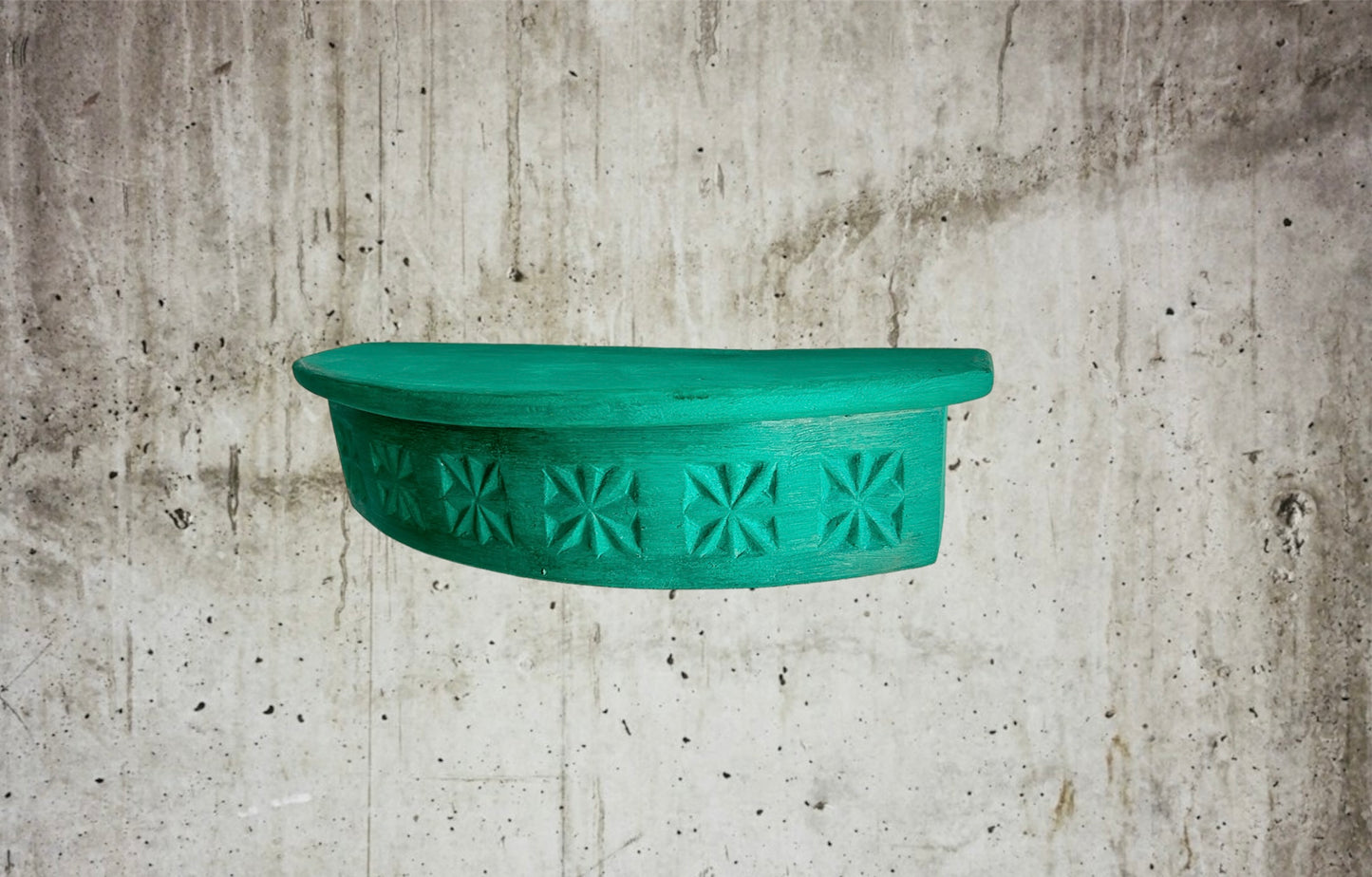 Wooden Green Painted Wall Shelf