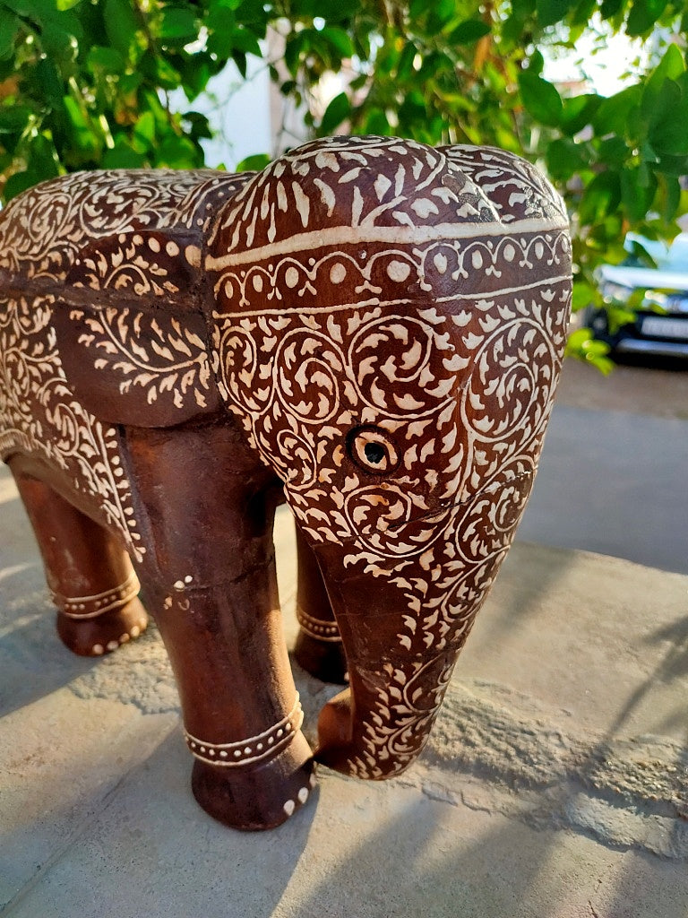 Old Wooden Elephant Figure