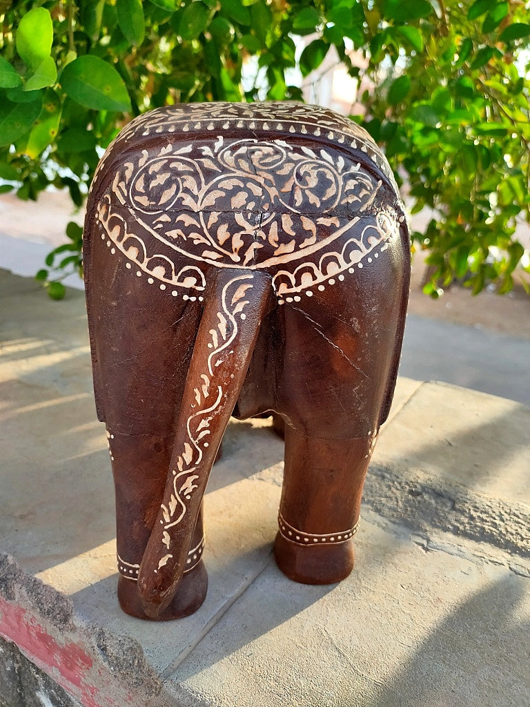 Old Wooden Elephant Figure