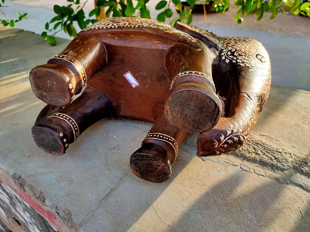 Old Wooden Elephant Figure