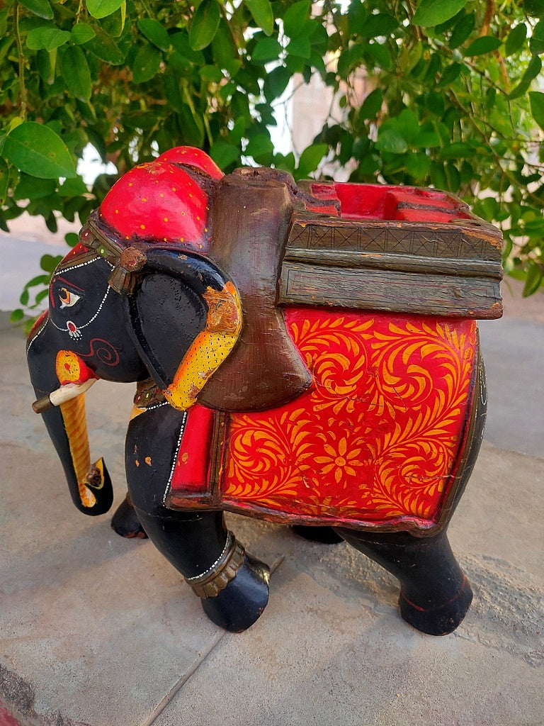 Old Wooden Elephant Figure