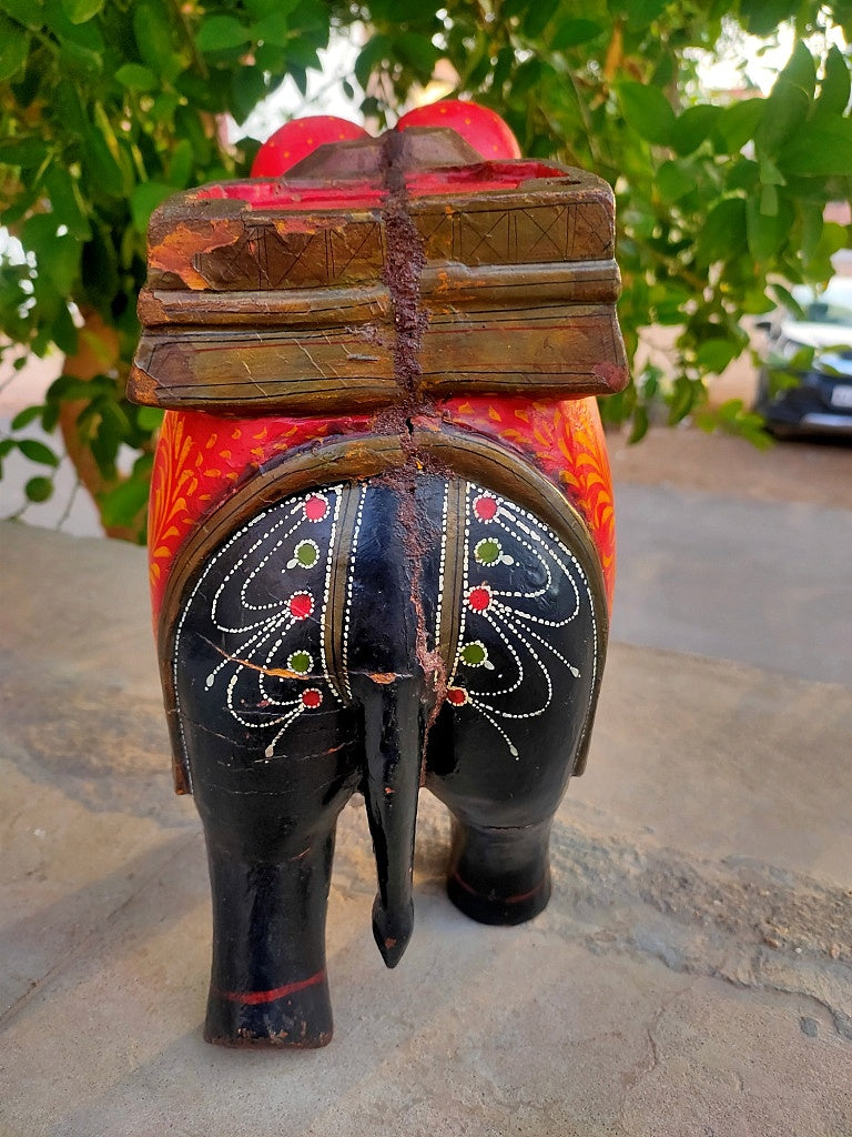 Old Wooden Elephant Figure