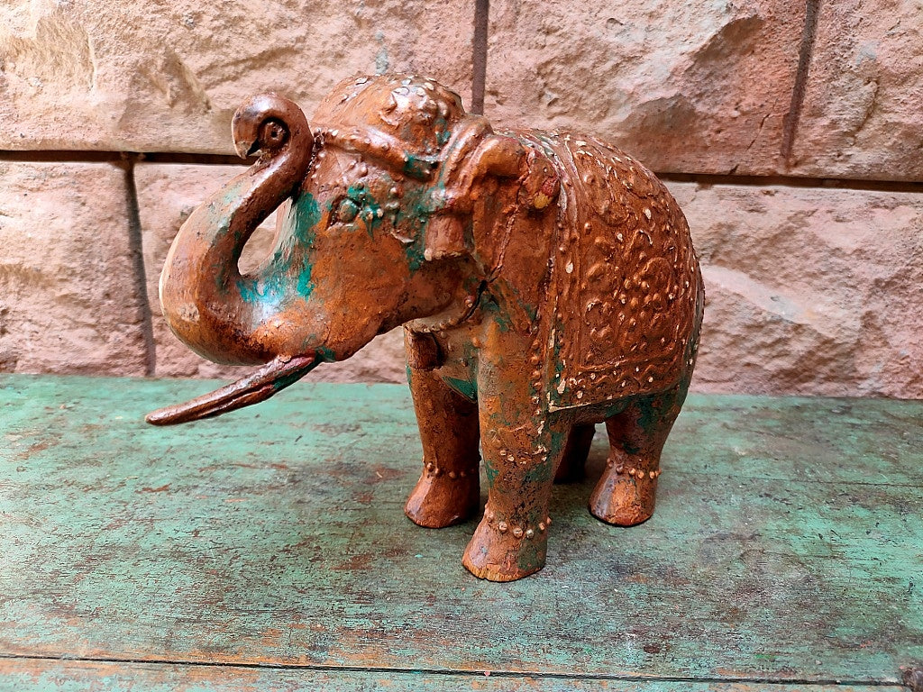 Old Wooden Elephant Figure