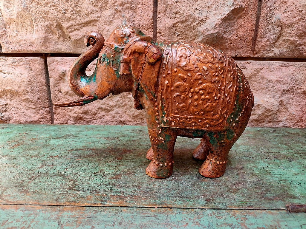 Old Wooden Elephant Figure