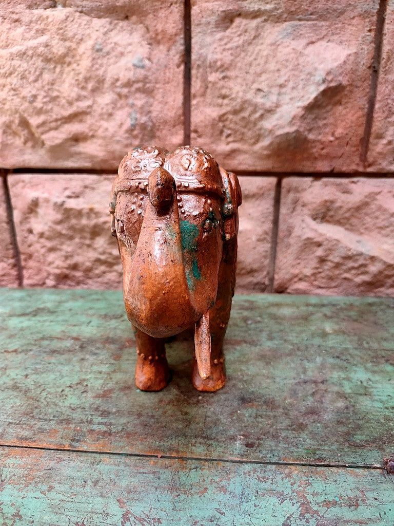 Old Wooden Elephant Figure