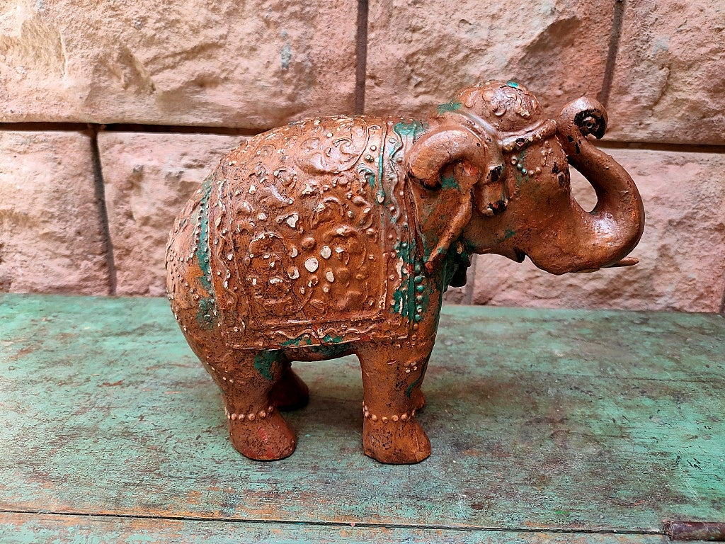 Old Wooden Elephant Figure