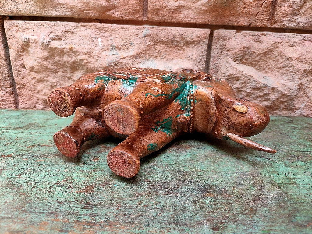 Old Wooden Elephant Figure