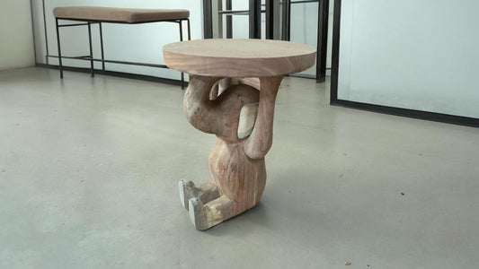 Wooden Elephant Shaped Shaped Side Stool/Table