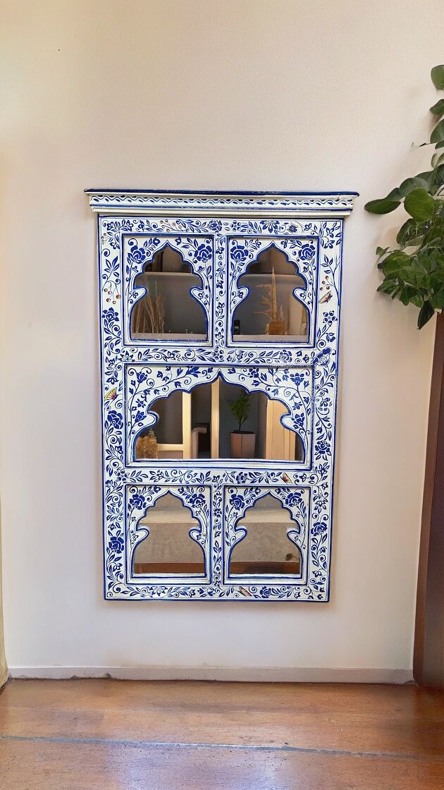 Wooden Hand Painted Jharokha Mirror Wall Hanging