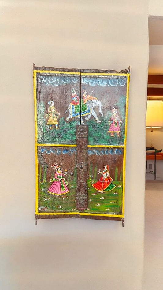 Hand Painted Wooden Window Door Wall Hanging