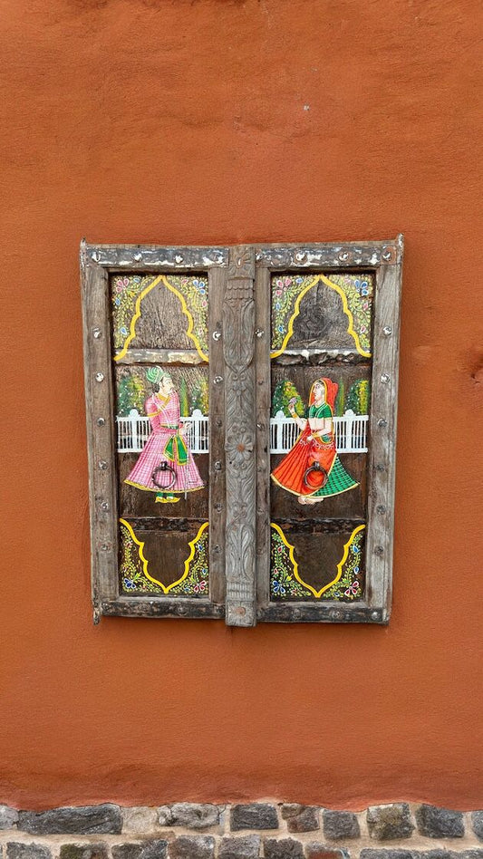 Hand Painted Wooden Window Door Wall Hanging