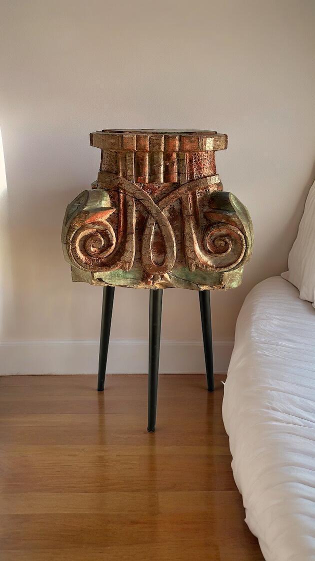 Wooden Pillar Base Bedside Table (PB03)