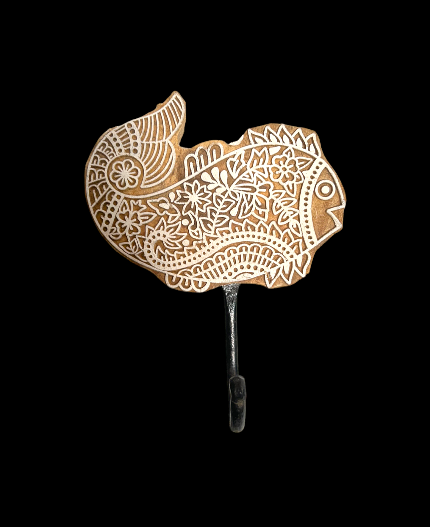 Wooden Printed BlockWall Hanging Hanger (fish shaped)