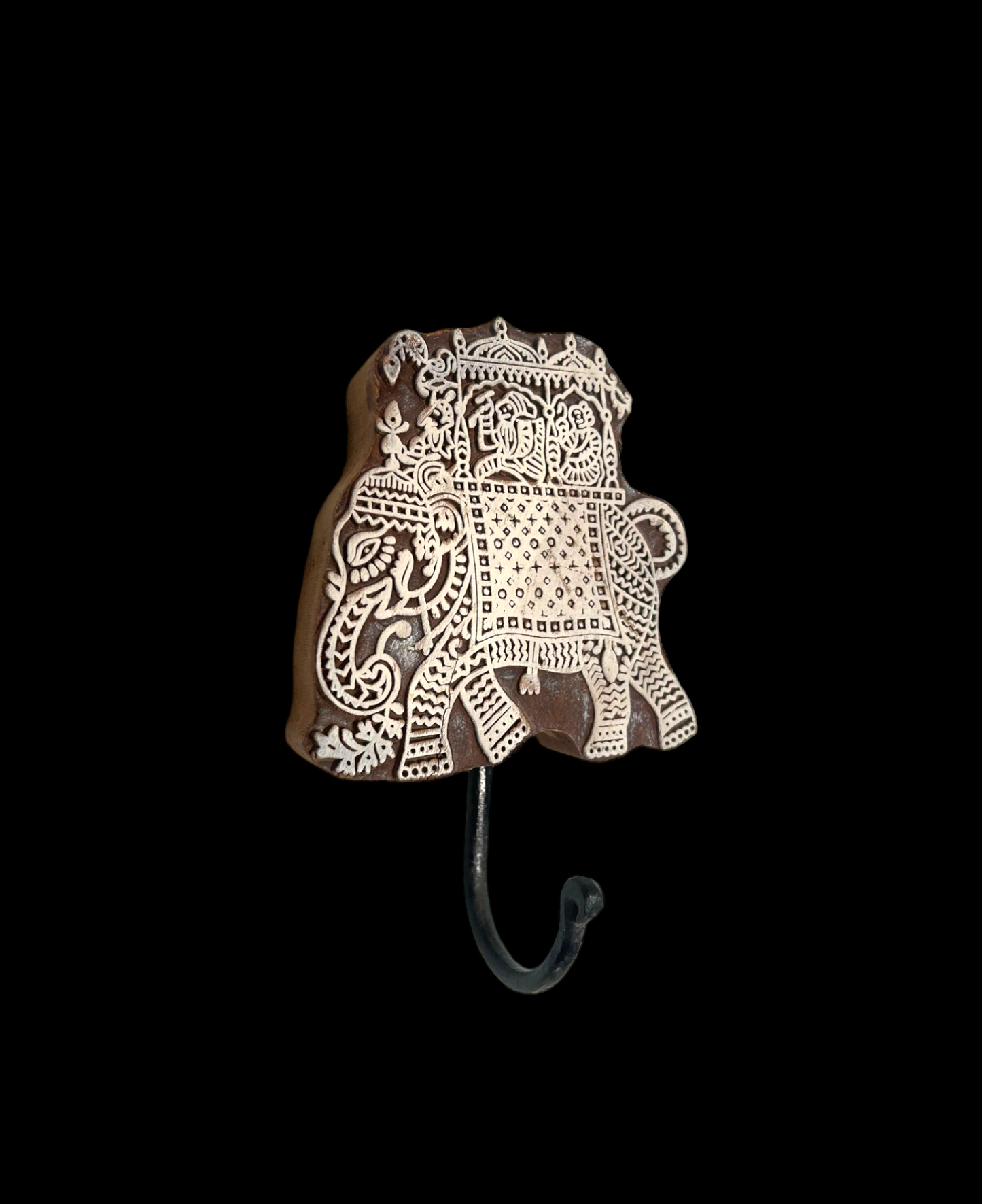 Wooden Printed Block Hanging Hanger (elephant shaped)