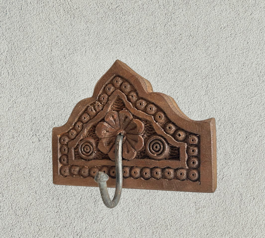 Wooden hand carved Wall hanging hanger hook