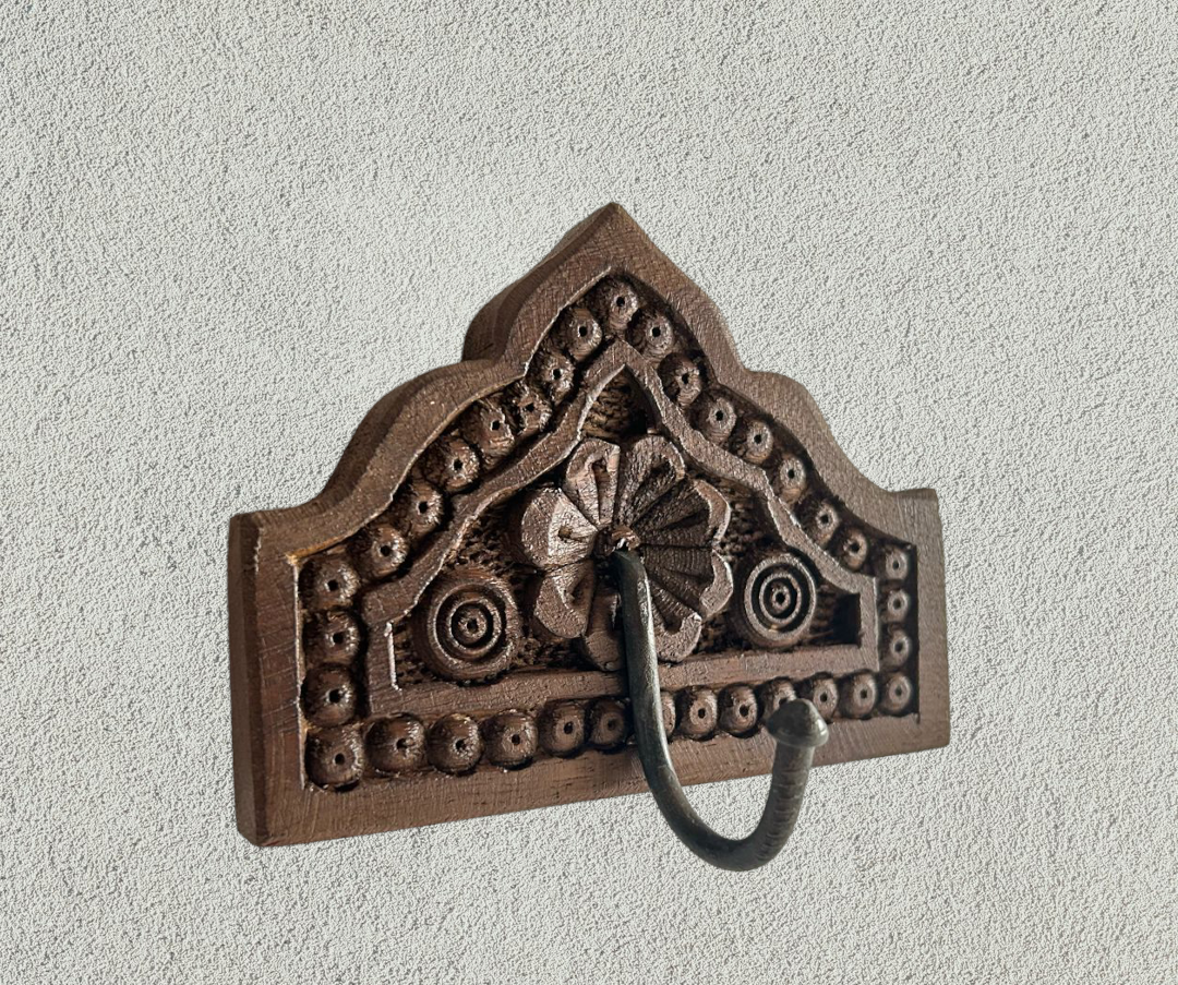 Wooden hand carved Wall hanging hanger hook