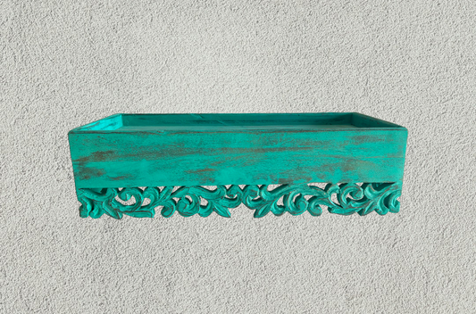 Wooden hand carved wall shelf