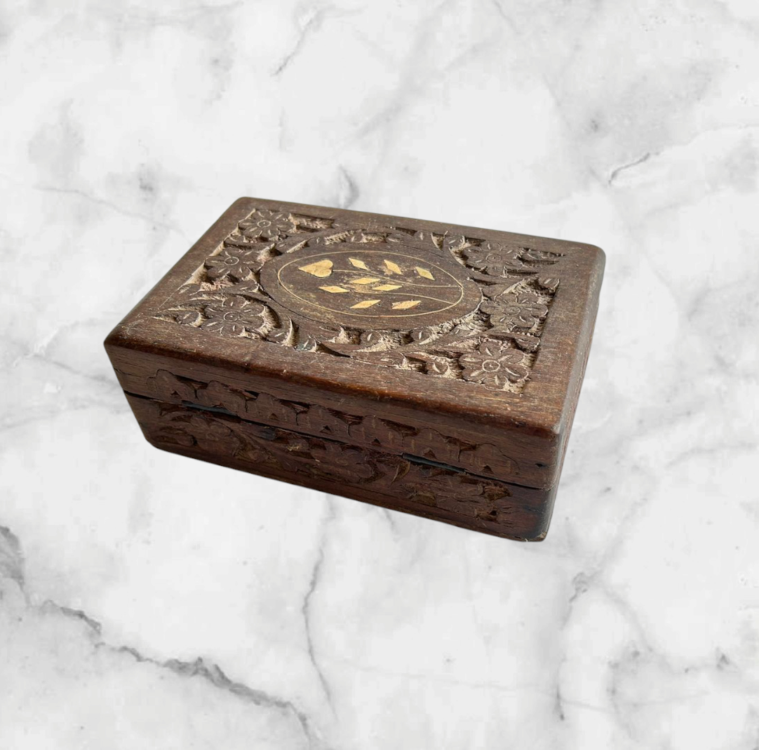 Wooden Hand Carved Jewellery Box