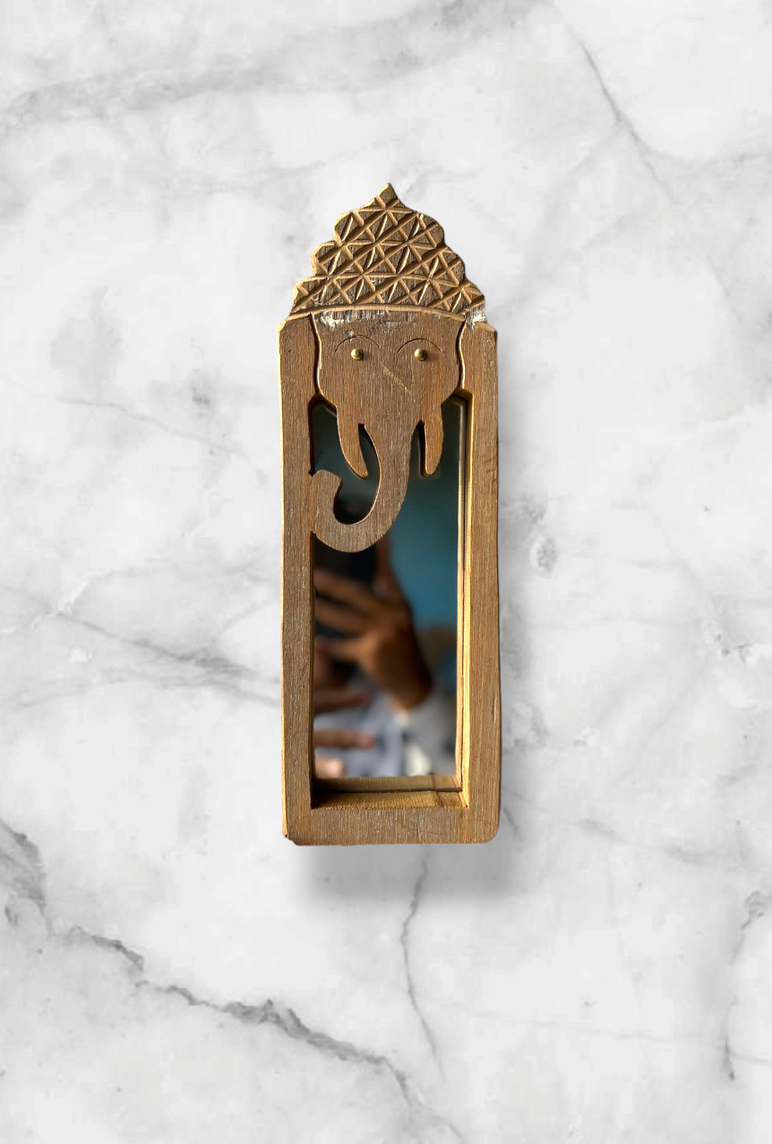 Ganesha Carved  Wall Hanging Mirror