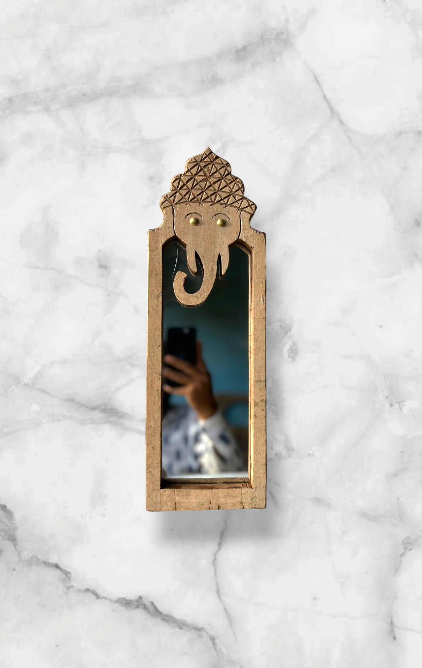 Ganesha Carved  Wall Hanging Mirror