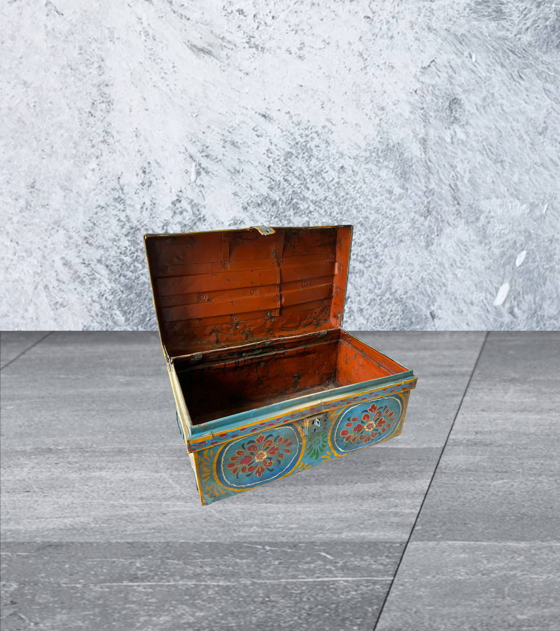 Hand Painted Iron Trunk Box