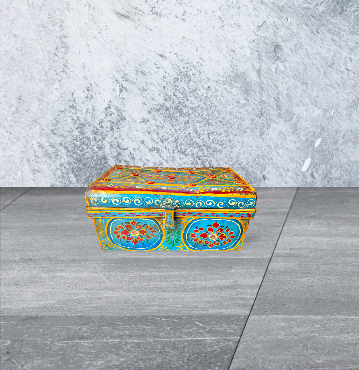 Hand Painted Iron Trunk Box