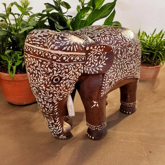 Old Wooden Elephant Figure