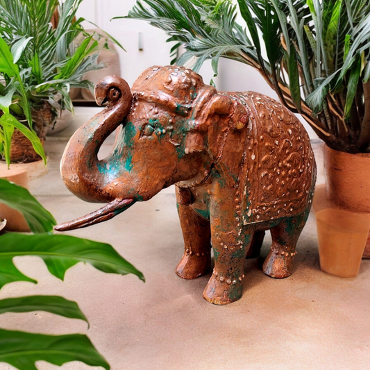 Old Wooden Elephant Figure