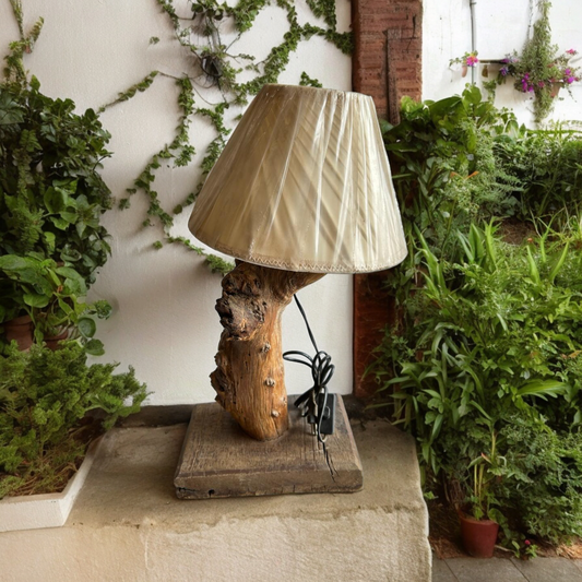 Wooden Natural Pillar Lamp