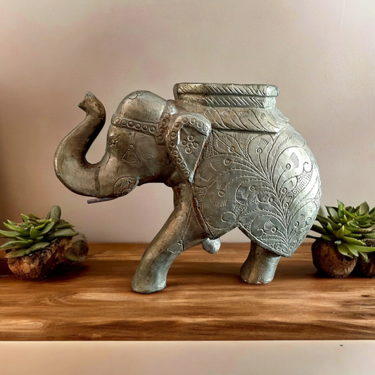 Brass Work Wooden Elephant Statue ,Figure