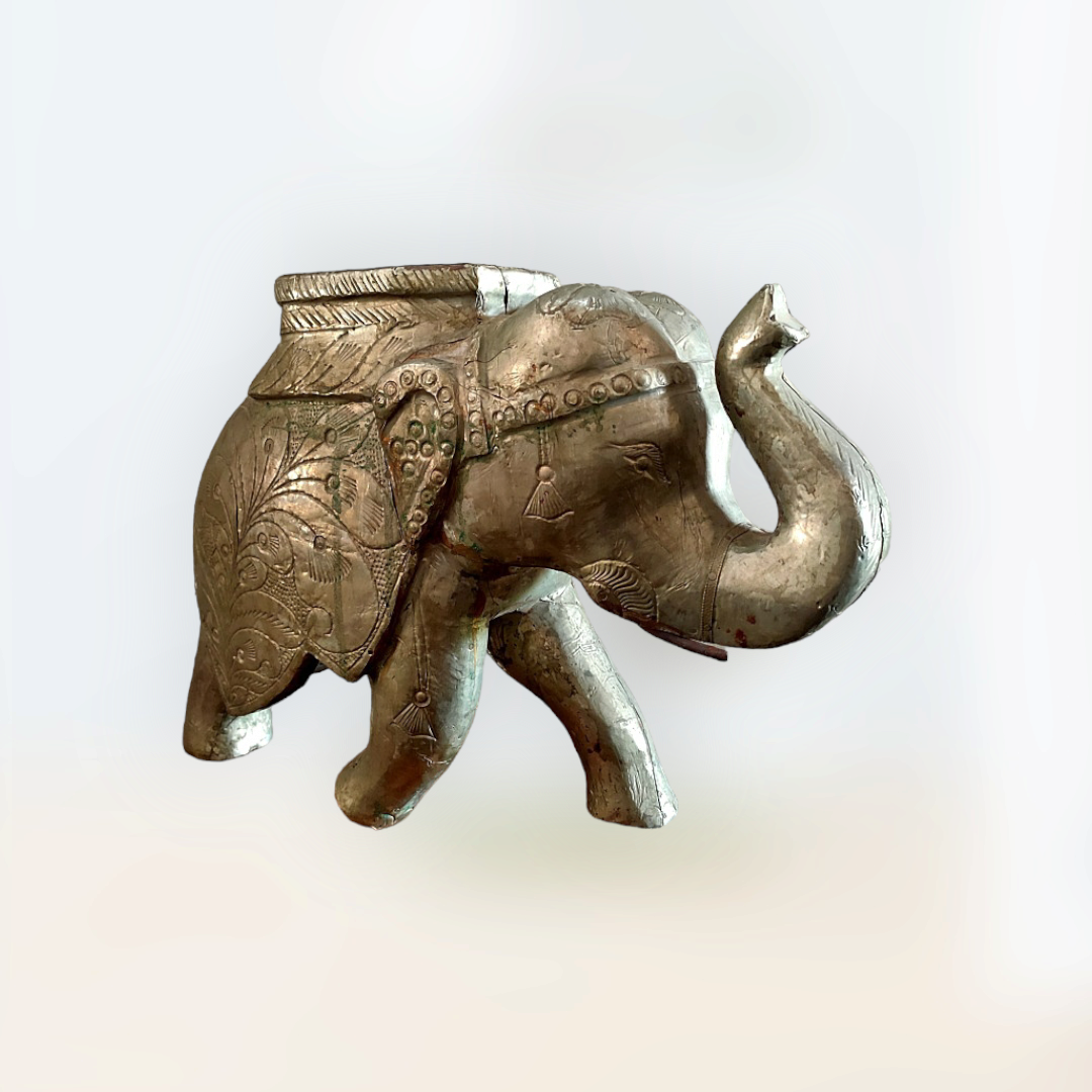 Brass Work Wooden Elephant Statue ,Figure