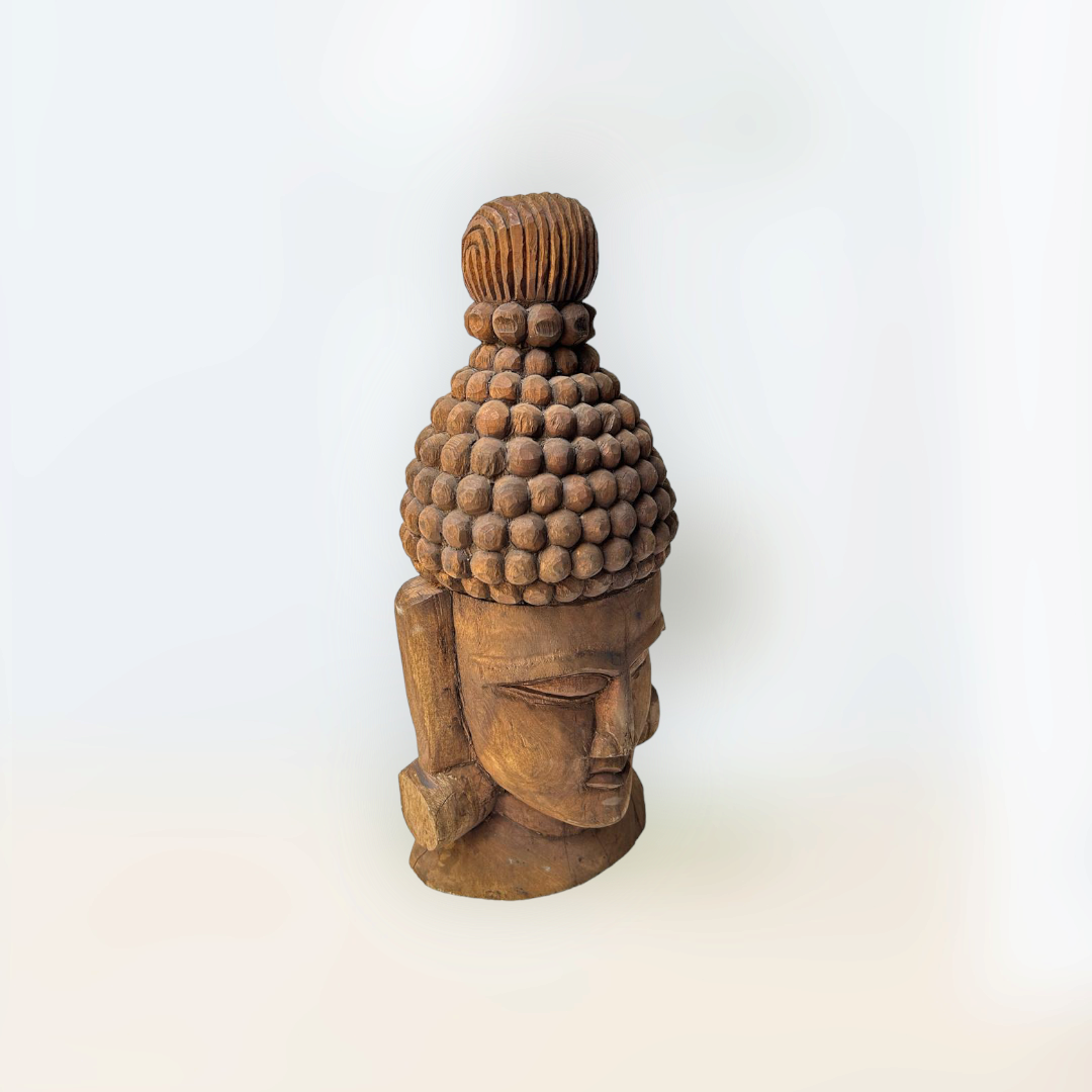 Wooden Hand Carved Budha Head