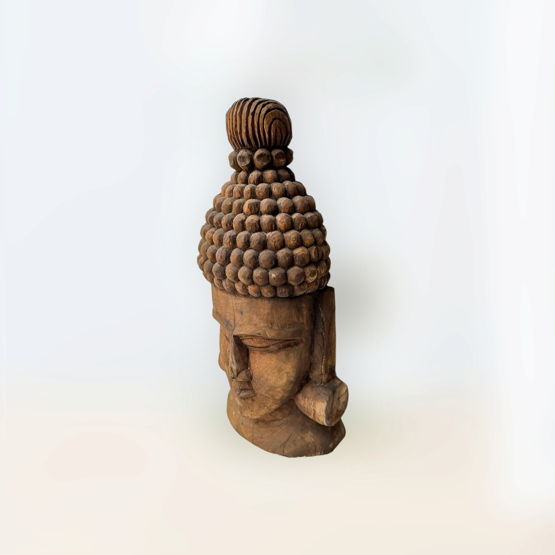 Wooden Hand Carved Budha Head