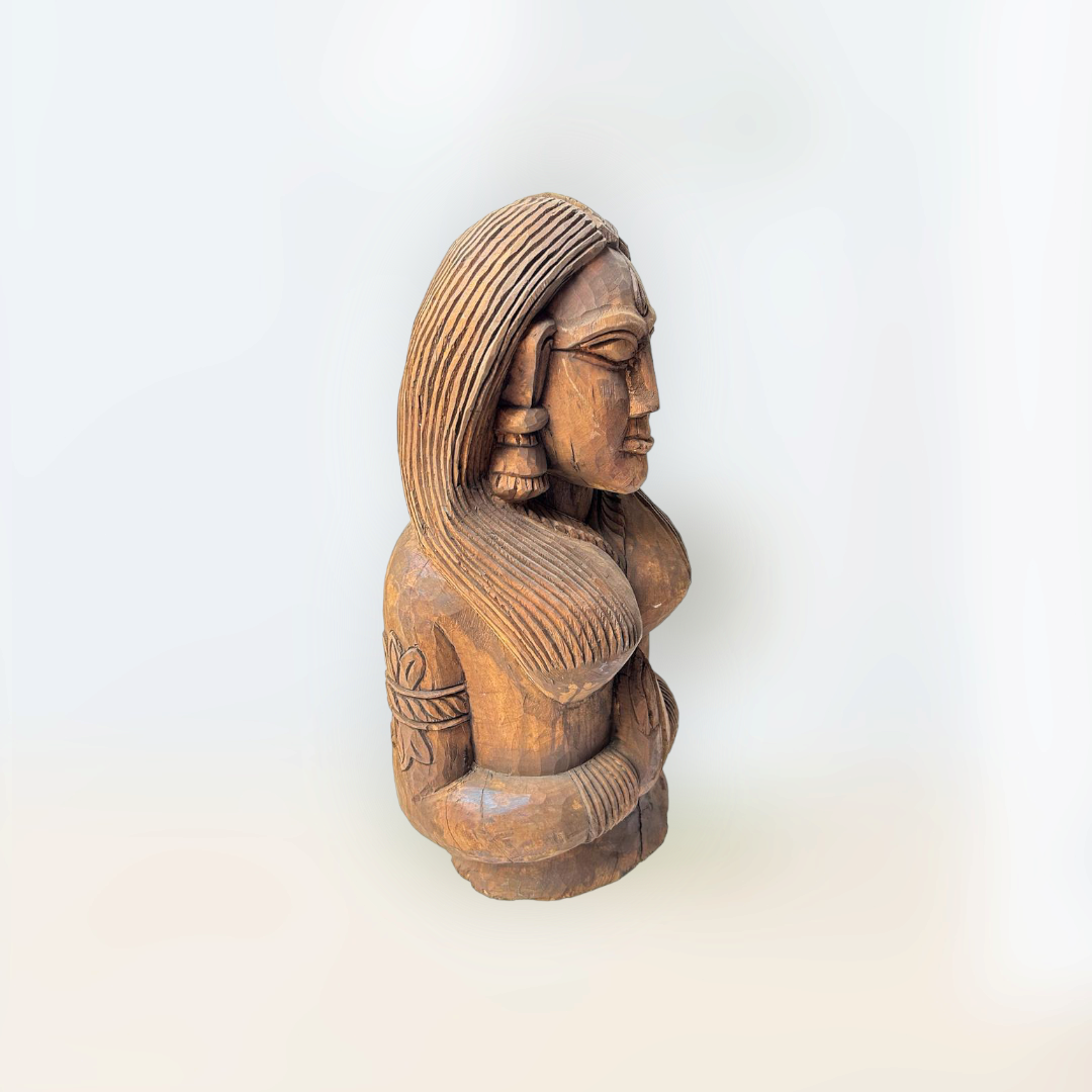 Hand Carved Wooden Lady Statue