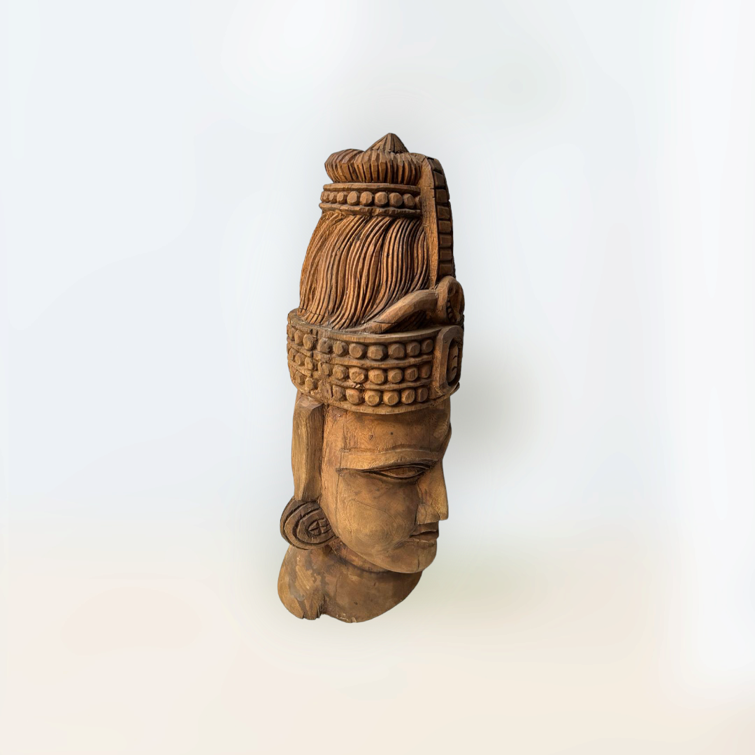 Wooden Hand Carved Shiva Head