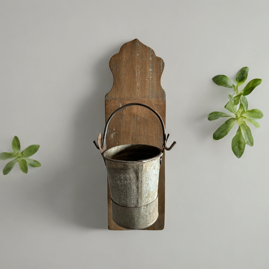 Wall Hanging Wooden Iron Vase