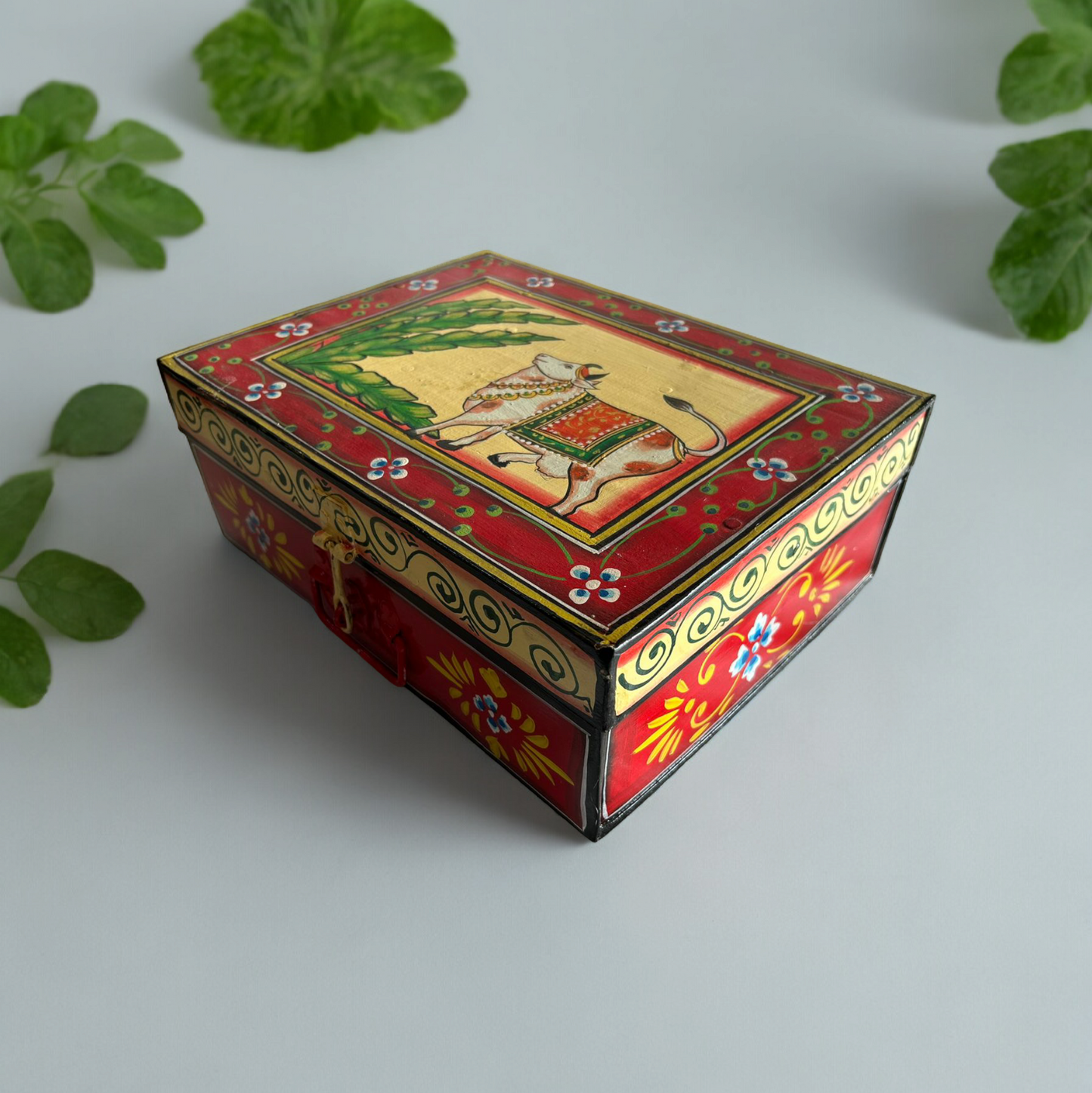 Hand Painted Iron Trunk Box Jewellery Box