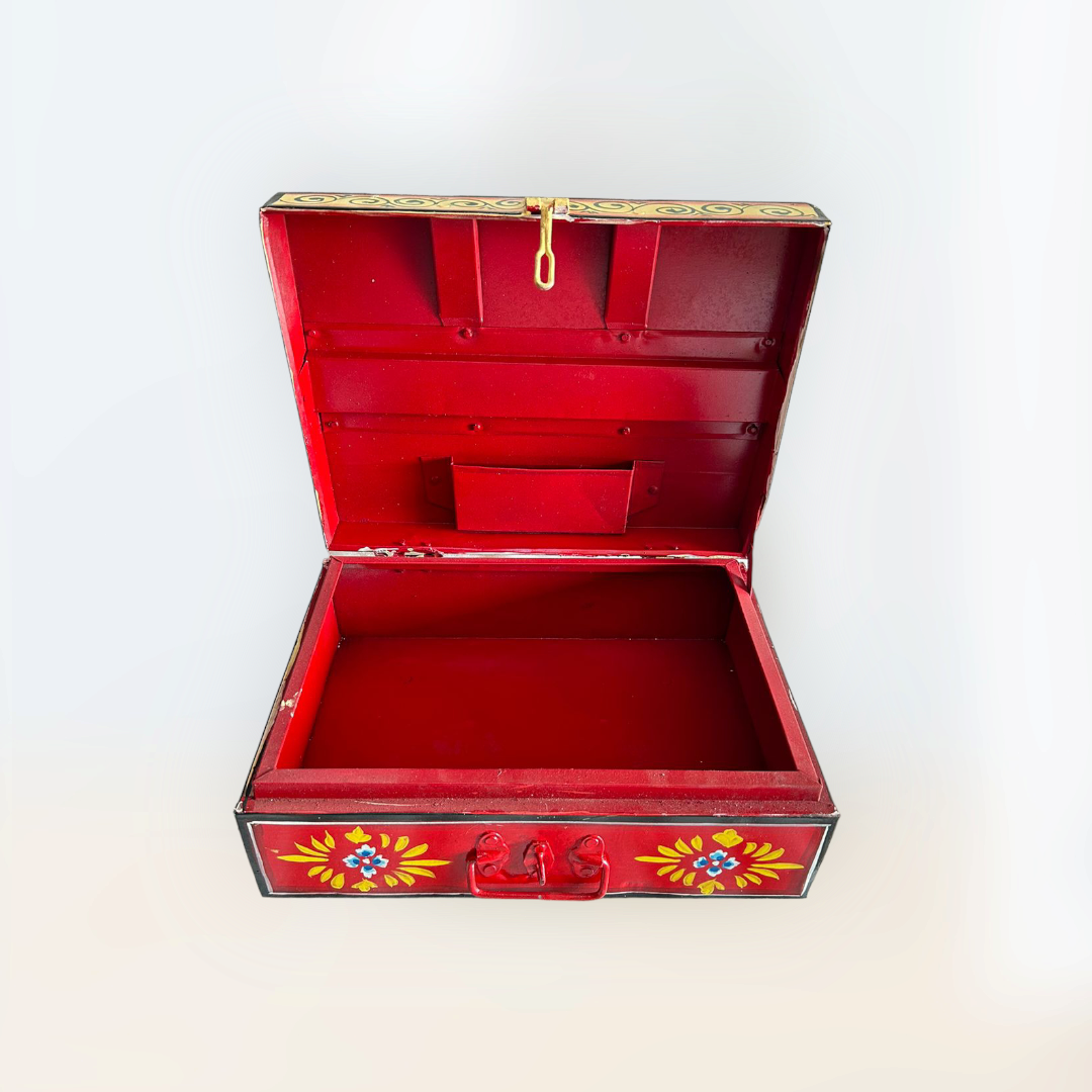 Hand Painted Iron Trunk Box Jewellery Box