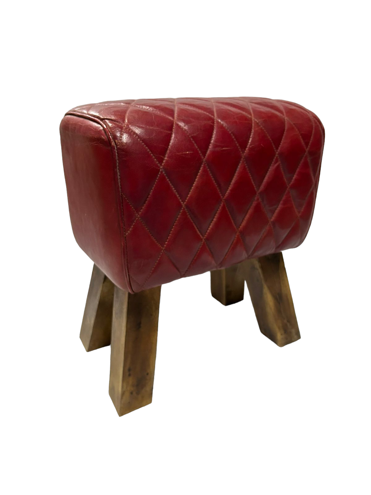 Wooden lether puff stool