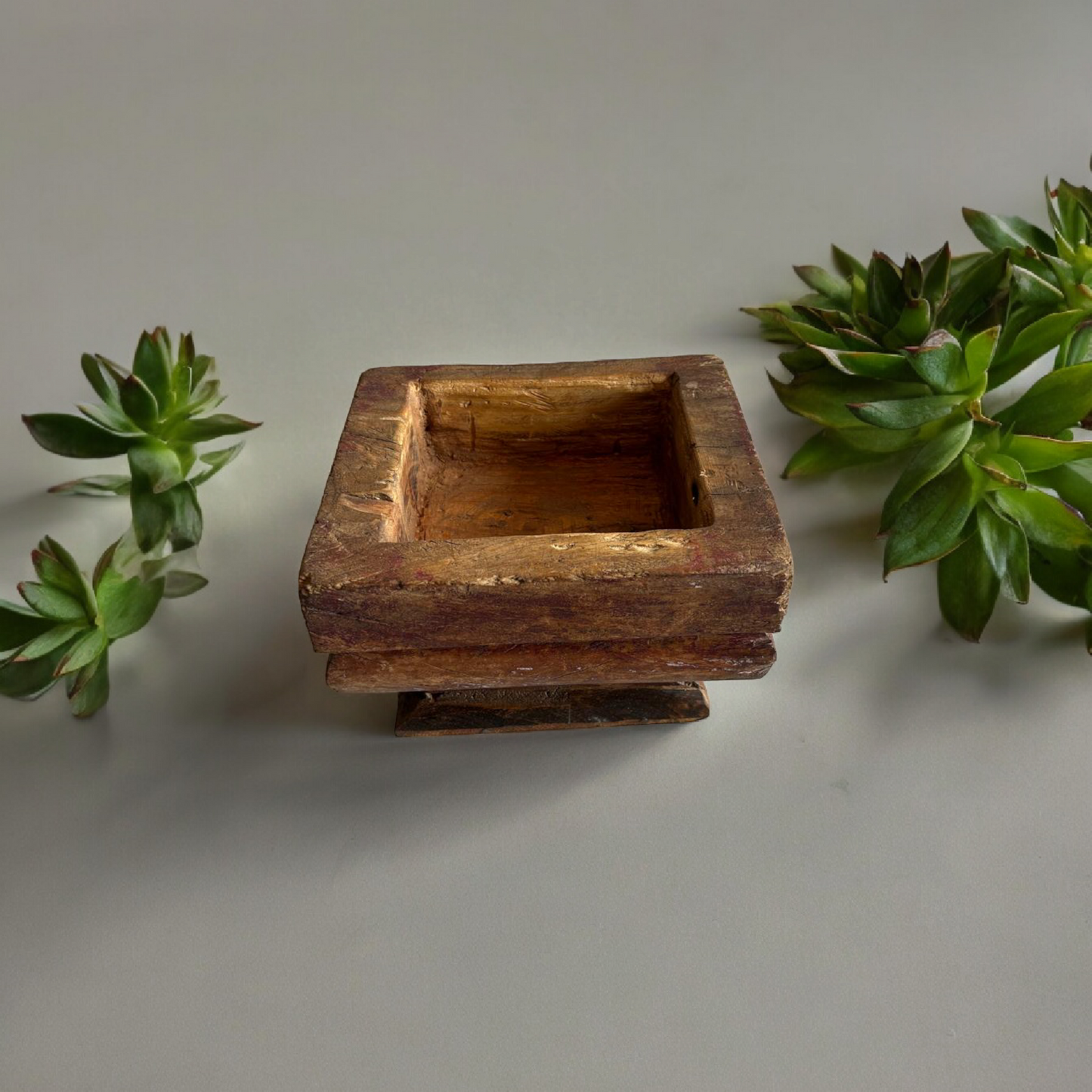 Wooden Pillar Base Planter Pot