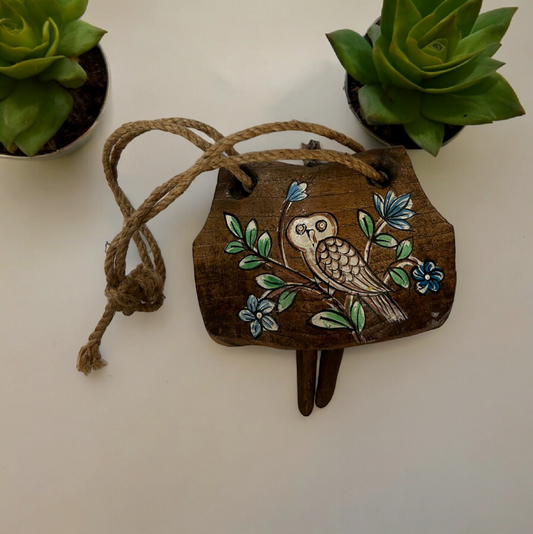 Hand Painted Old Wooden Bell Wall Hanging