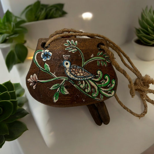 Hand Painted Old Wooden Bell Wall Hanging