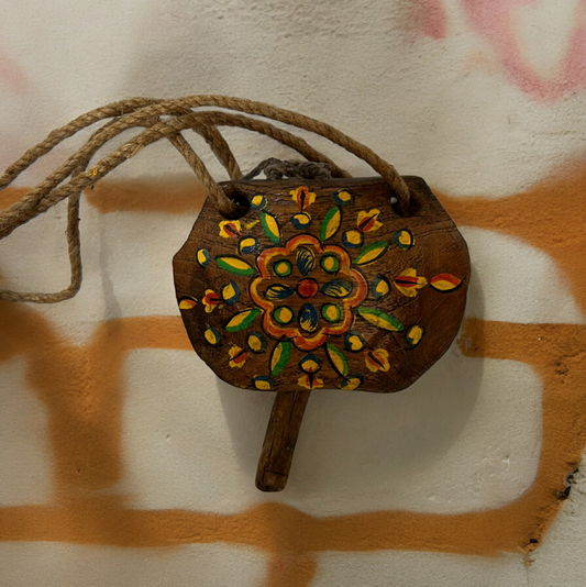 Hand Painted Old Wooden Bell Wall Hanging