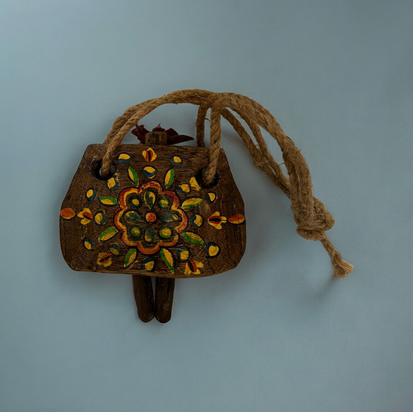 Hand Painted Old Wooden Bell Wall Hanging